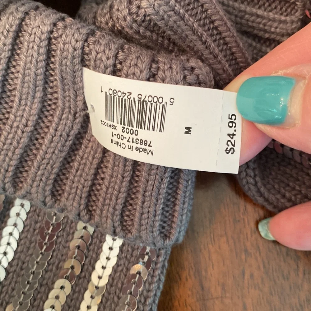 Gap Kids Girls Mittens Gray with Silver Sequins NWT Size Medium 🏆Host Pick🏆